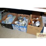 Three boxes of various china and kitchenalia