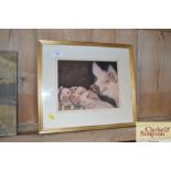 Jenny Mase, pastel study 'proud mum pigs'