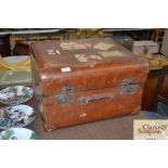 A vintage leather trunk