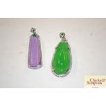 Two jade and hardstone type pendants