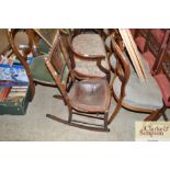 A Victorian mock bamboo rocking chair, seat AF