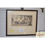 E Warner 1936, etching of horses pulling a heavy lo
