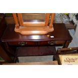 A mahogany hall table fitted two drawers