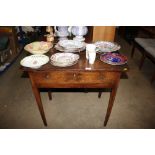 An antique drop leaf side table fitted single draw