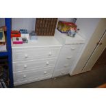 A modern bedside chest fitted with four drawers; t
