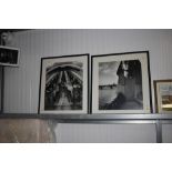 Two modern black and white photographic prints