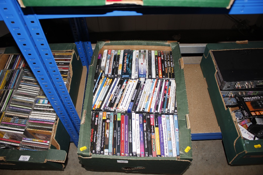 A box of various computer games