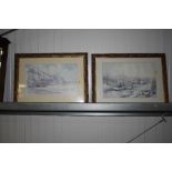 Two framed prints; one depicting Kings Lynn, one d