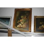 A still life picture on canvas in decorative gilt