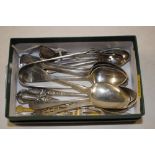 A cased set of six silver coffee spoons and a case
