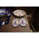 A Japanese Imari charger, and two 19th Century ironstone patterned dishes AF