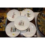 Five plates dated 1880 decorated with children