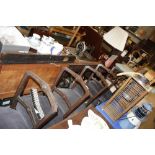 Five Victorian walnut dining chairs; a rosewood be