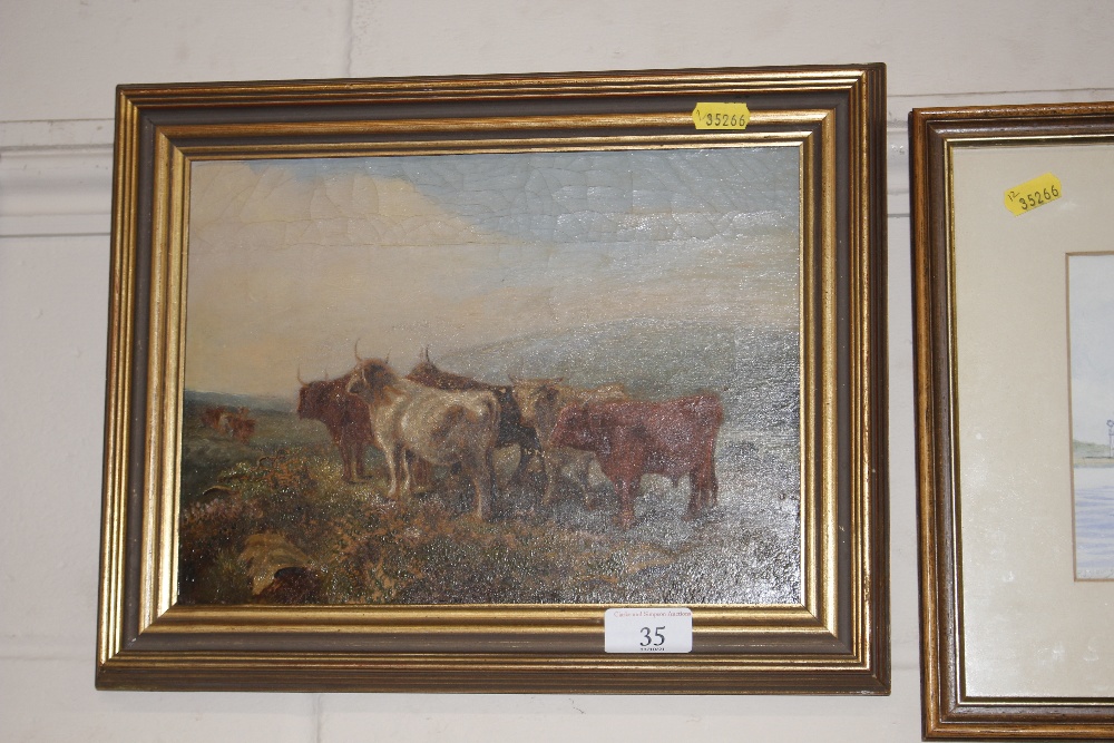Late 19th Century School, oil painting of cattle