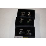 Three pairs of miscellaneous cufflinks