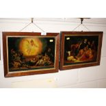 A pair of Victorian rosewood framed prints on glas