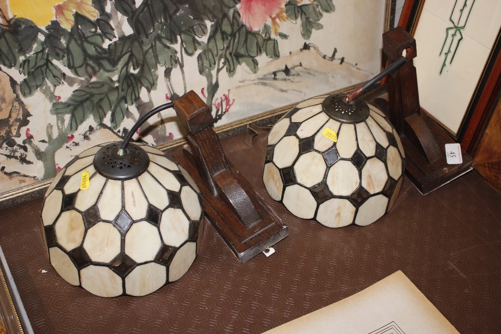 A pair of Tiffany style wall lights