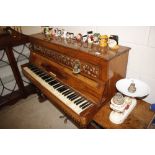 AA Victorian rosewood cased piano with brass candl