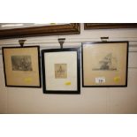 A pair of pencil drawings depicting sailing ships