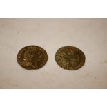 Two George III gaming tokens