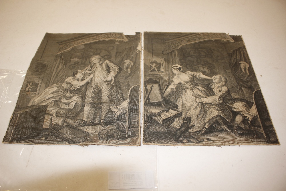 Two engravings from Hogarth's Rake's Progress