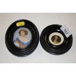 Two miniature portraits, one of Nell Gwyn