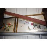 Three Oriental silk embroidered pictures