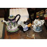 Three novelty teapots