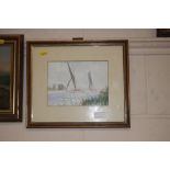 P J Youngs, watercolour study of sailing vessels o