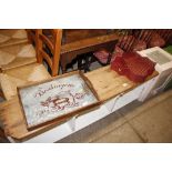 A Bakers advertising tray and a Moroccan red paint