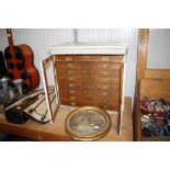 A white painted collectors cabinet