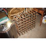 A wooden and metal wine rack