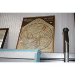 A framed print "Map of the World" by Richard Haldi