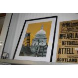 A framed and glazed print of St Pauls Cathedral