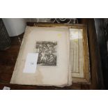 Two antique black and white engravings and another