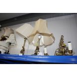 Three various table lamps and shades