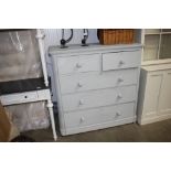 A Victorian mahogany grey painted chest fitted two