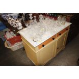 A marble top washstand fitted two drawers raised o