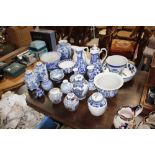 A quantity of blue and white china