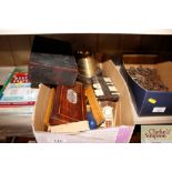 A box of miscellaneous items to include a Sykes hy