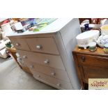A grey painted Victorian chest fitted with two sho