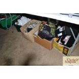 Four boxes containing clothes; shoes etc