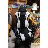 A GT Player black and white gaming chair
