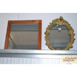 A modern decorative gilt frame mirror and a rectan