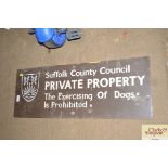 A wooden Suffolk County Council Private Property s