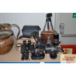 A quantity of various cameras; including Olympus,