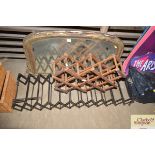 A wooden folding wine rack and a metal clothes rac