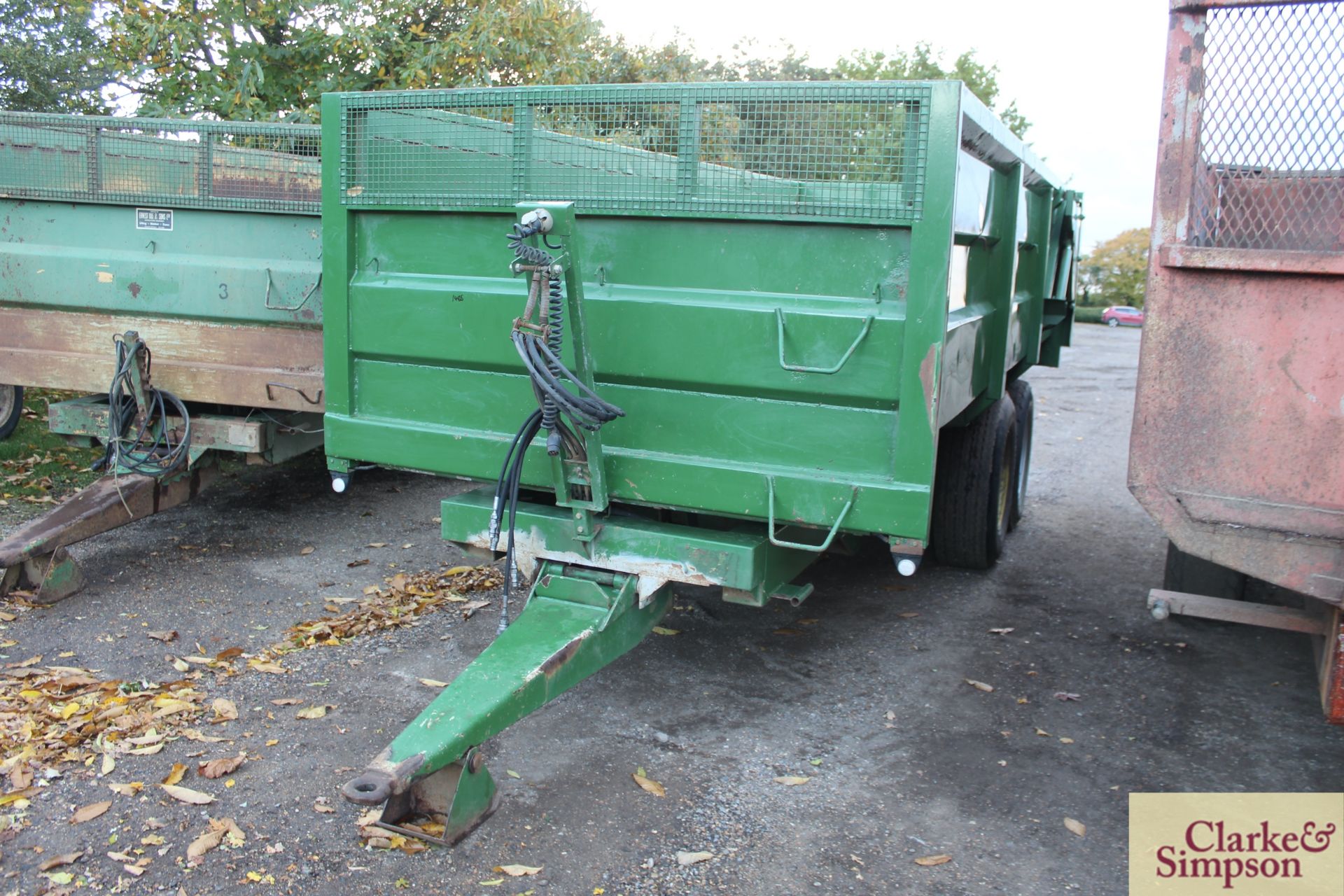 Marston FF12 12T twin axle root crop tipping trailer. With super single wheels and tyres, sprung - Image 2 of 14