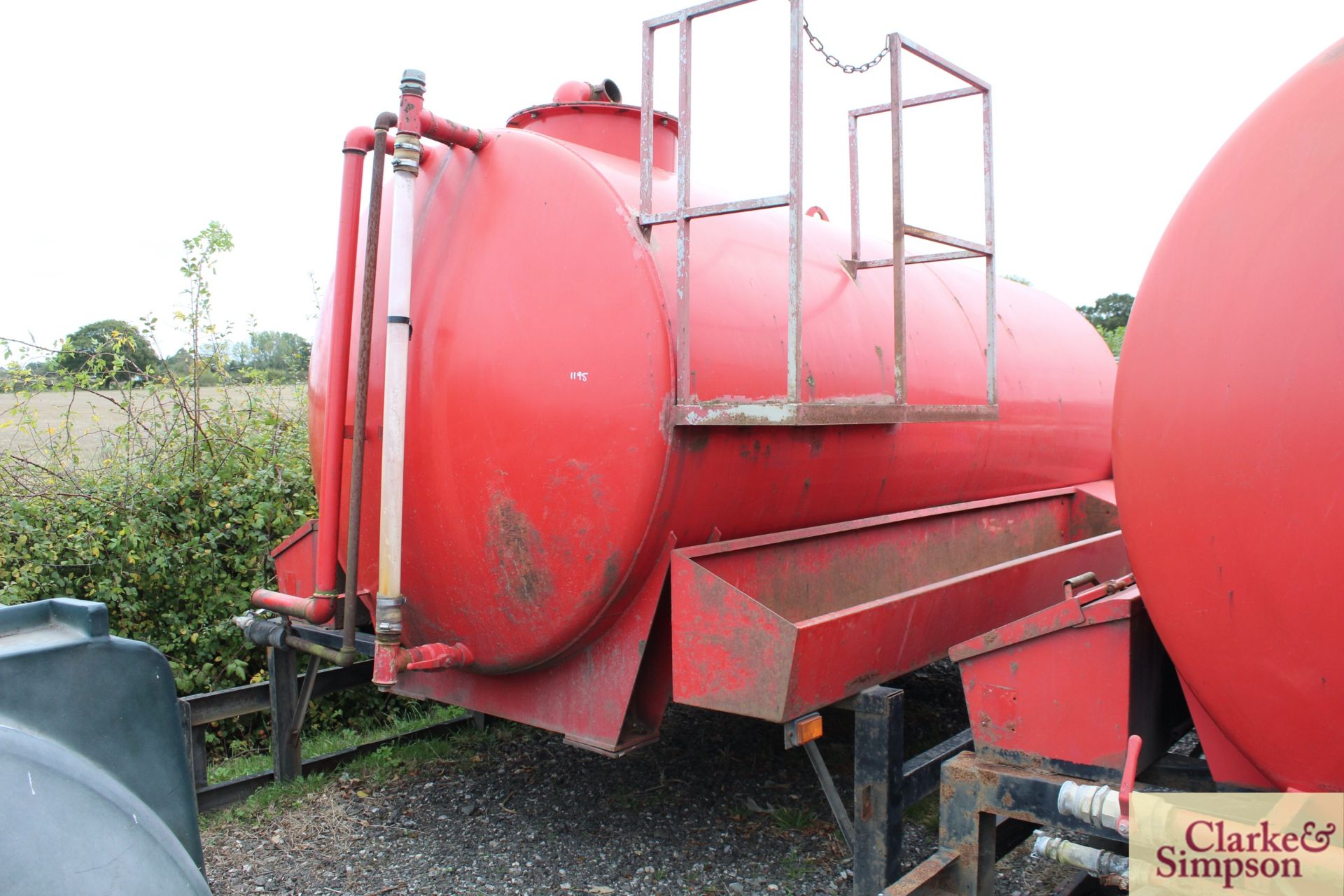 c. 2,000G steel water tank. Ex-lorry body. V