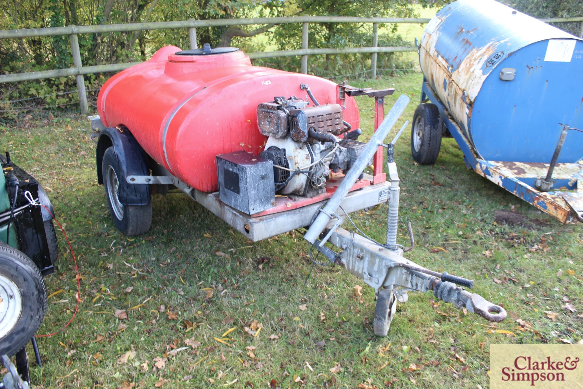 Western fast tow single axle water bowser. With electric start diesel engine and pump.